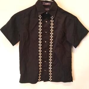 Arrow Boys Black Dress Shirt Short Sleeve Collar Button Down Shirt S/S Size S /8